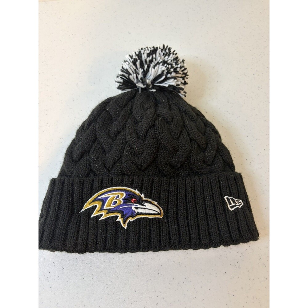 Women's New Era Black Baltimore Ravens Cozy Cable Cuffed Knit Hat NWOT